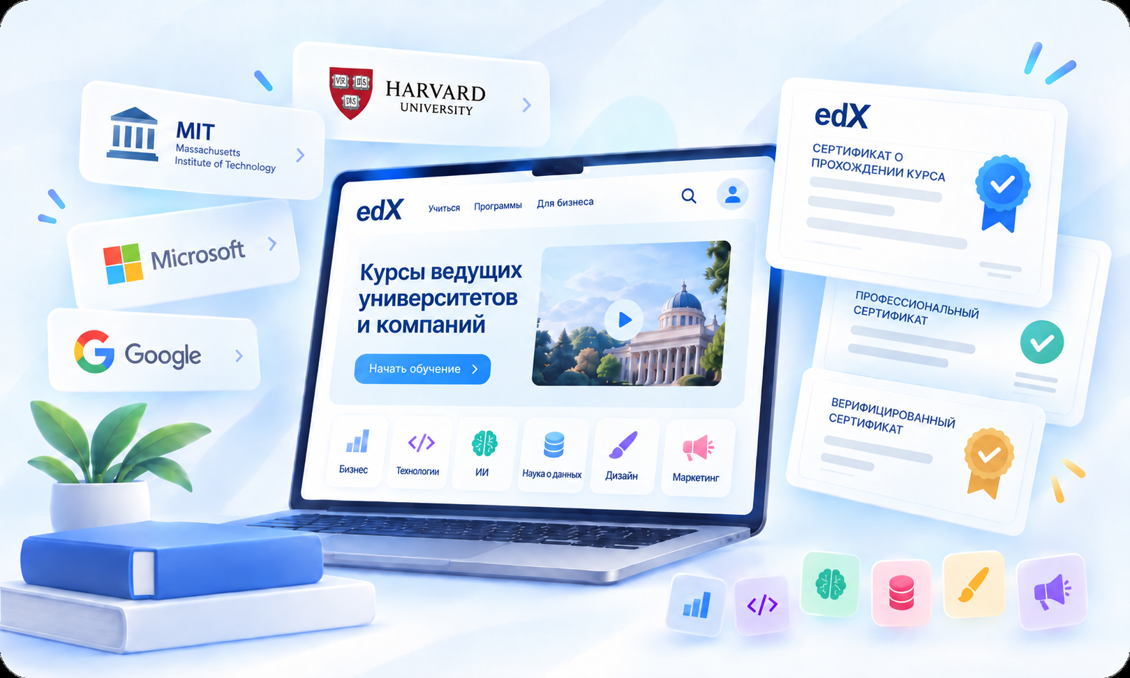 Курсы edX и пример дополнительного сертификата